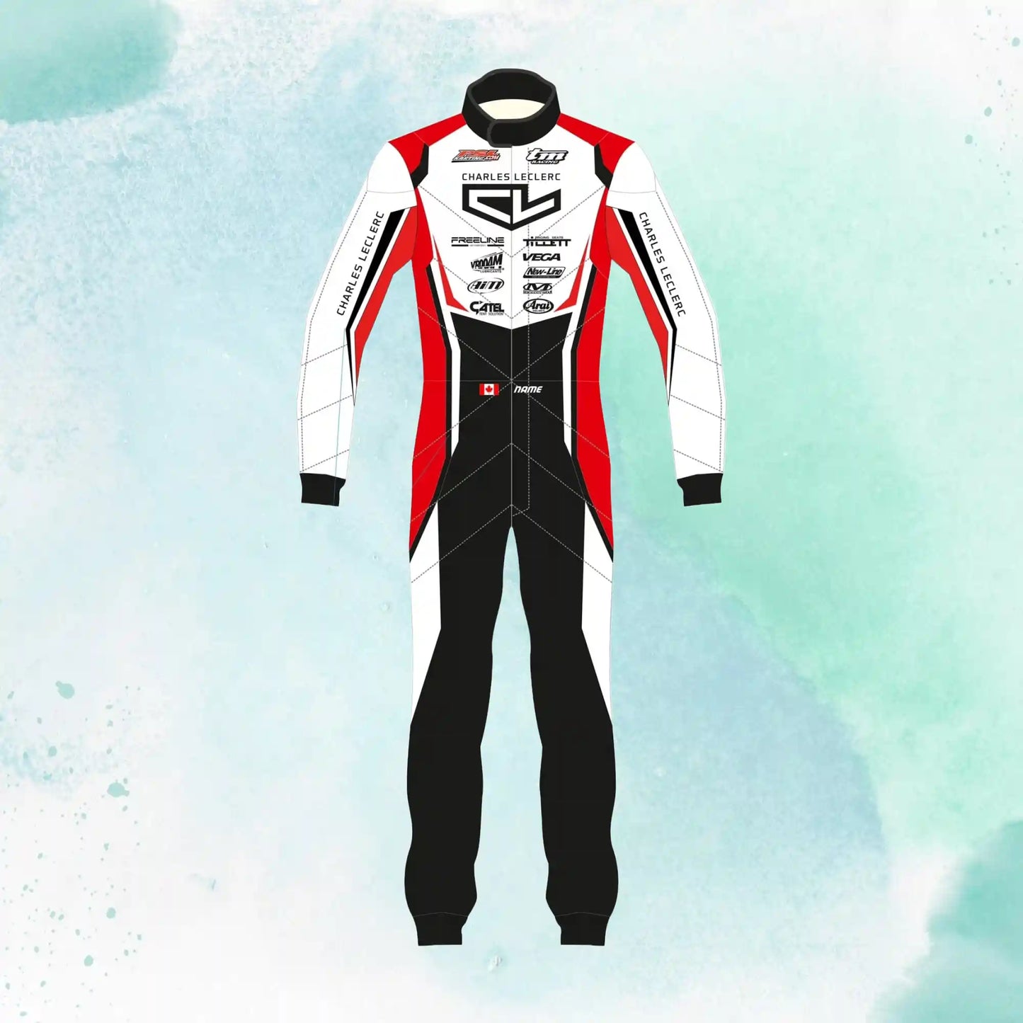 Charles Leclerc 2021 Overall Go Kart Replica Racing Sublimation Printed Suit
