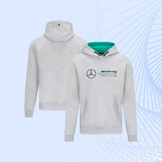 Mercedes AMG Petronas F1 Logo Hooded Sweat - Grey - Unisex