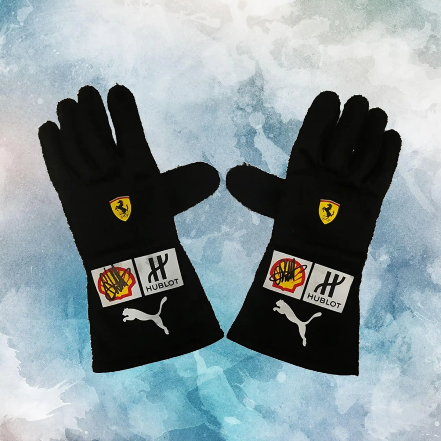 2018 Sebastian Vettel Race Worn Ferrari Formula 1 Gloves / Sebastian Vettel Replica Race Gloves