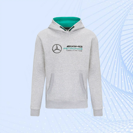 Mercedes AMG Petronas F1 Logo Hooded Sweat - Grey - Unisex