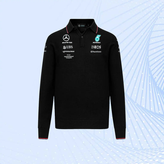 2023 New Mercedes AMG Petronas Formula 1 Team Knitted Long Sleeve Polo