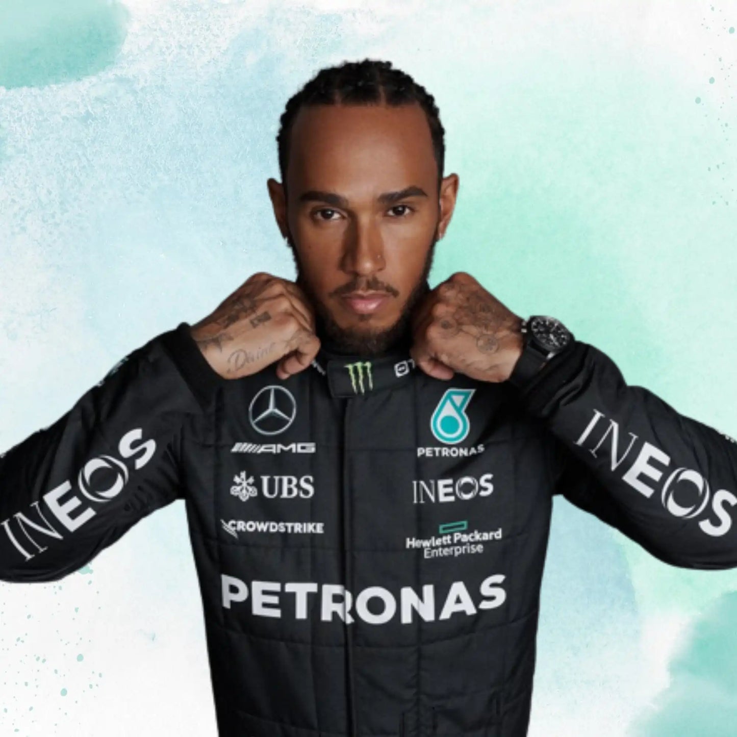 New 2023 Lewis Hamilton Mercedes-AMG Petronas F1 Team Replica Race Suit