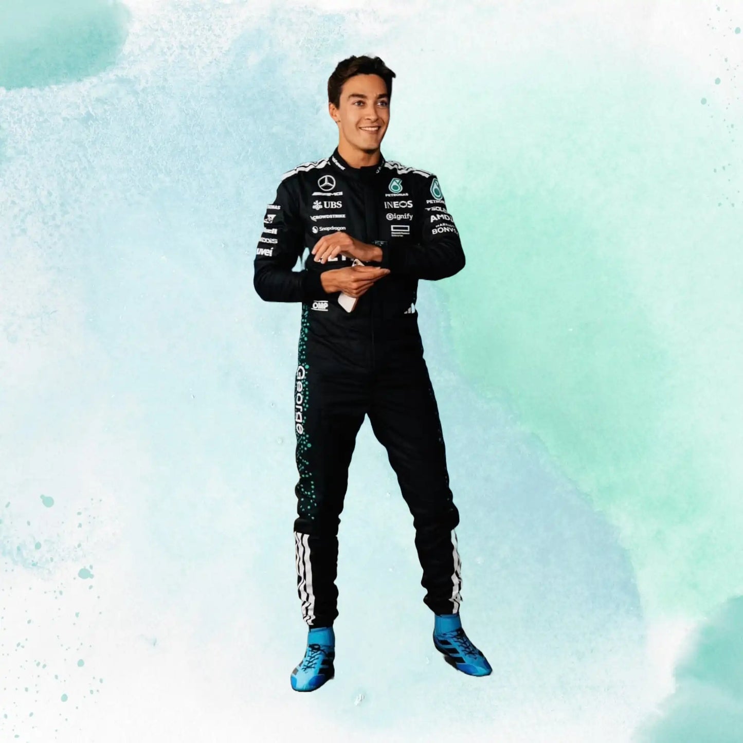 New 2025 George Russell Mercedes AMG F1 Replica Racing Suit