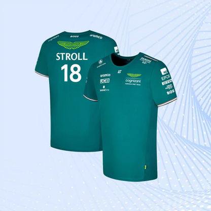 Lance Stroll 2023 Official Aston Martin Aramco Cognizant F1 Team Driver T-Shirt