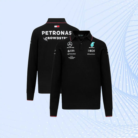 2023 New Mercedes AMG Petronas Formula 1 Team Knitted Long Sleeve Polo