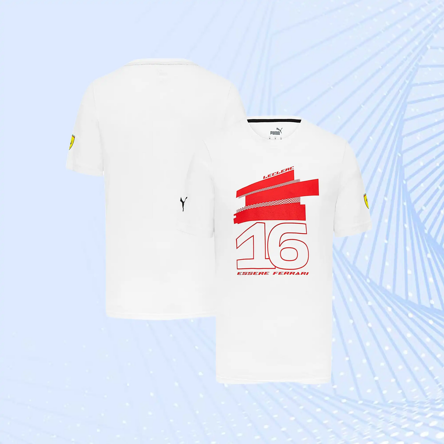 Charles Leclerc F1 Team Scuderia Ferrari Puma Driver T-Shirt - White