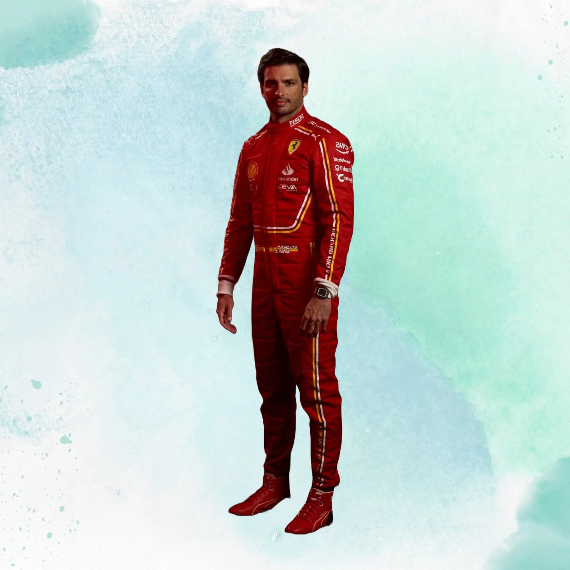 Carlos Sainz New 2024 Scuderia Ferrari F1 Team Replica Racing Suit ...