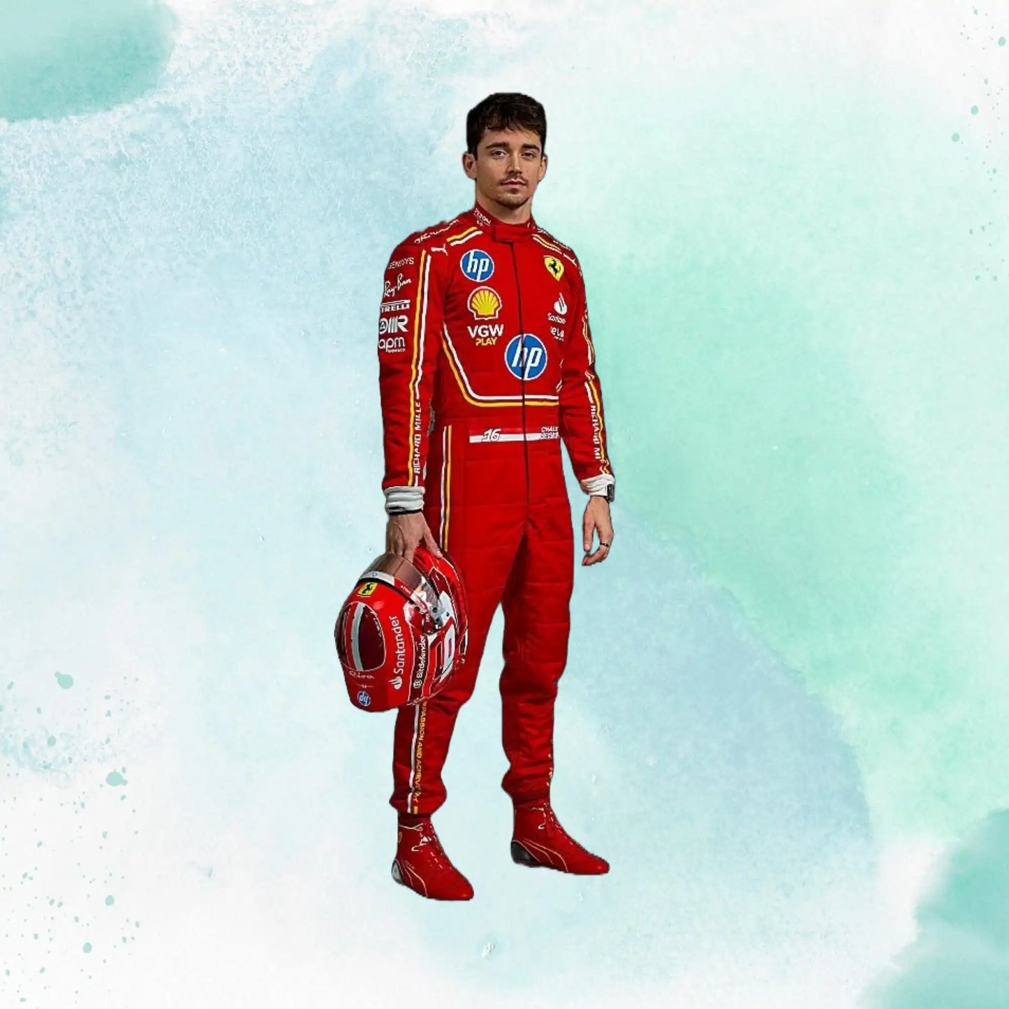 New Charles Leclerc 2024 Monaco GP Scuderia Ferrari HP F1 Team Replica Racing Suit