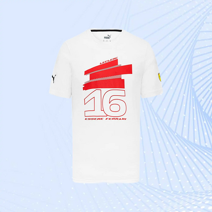 Charles Leclerc F1 Team Scuderia Ferrari Puma Driver T-Shirt - White