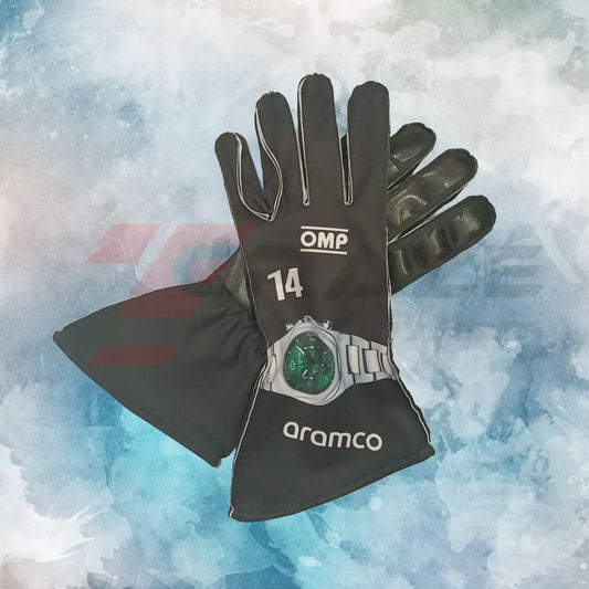 Aston Martin Fernando Alonso F1 2024 Gloves / Aston Martin F1 Replica Race Gloves