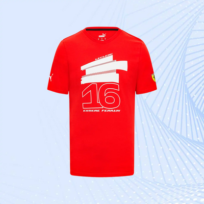 Charles Leclerc F1 Team Scuderia Ferrari Puma Driver T-Shirt - Red