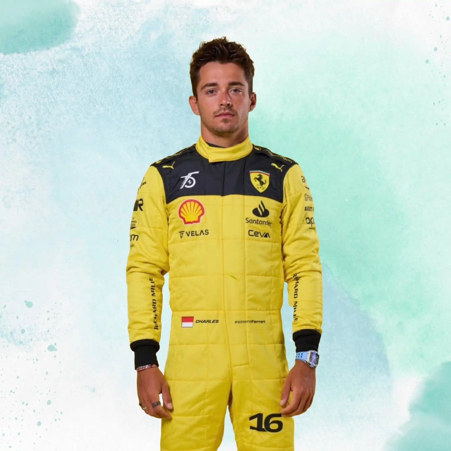 2022 New Charles Leclerc Formula 1 Ferrari's 75th Anniversary Replica Team Racing Suit