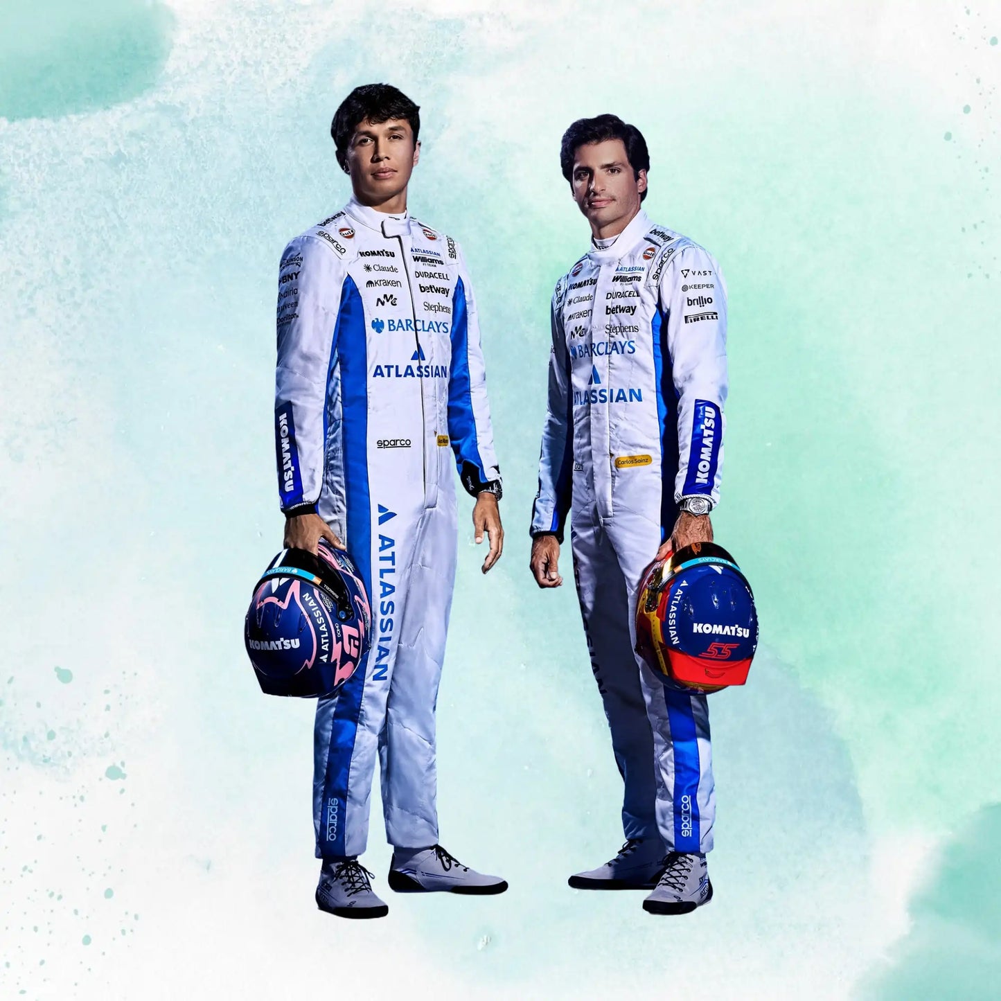 New 2026 Carlos Sainz & Alexander Albon Formula One Team Williams Racing F1 Replica Racing Suit