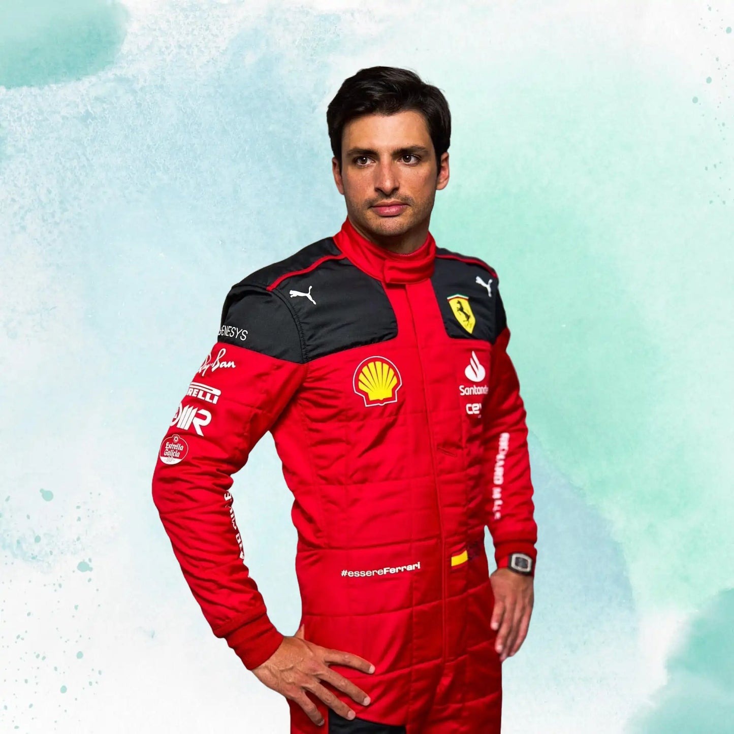 2023 New Carlos Sainz Jr  Race Scuderia Ferrari F1 Replica Racing Suit