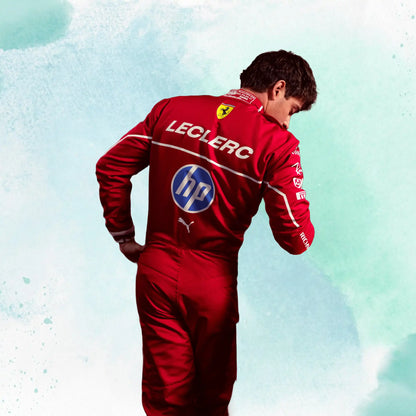 New 2025 Charles Leclerc Scuderia Ferrari HP F1 Team Replica Racing Suit