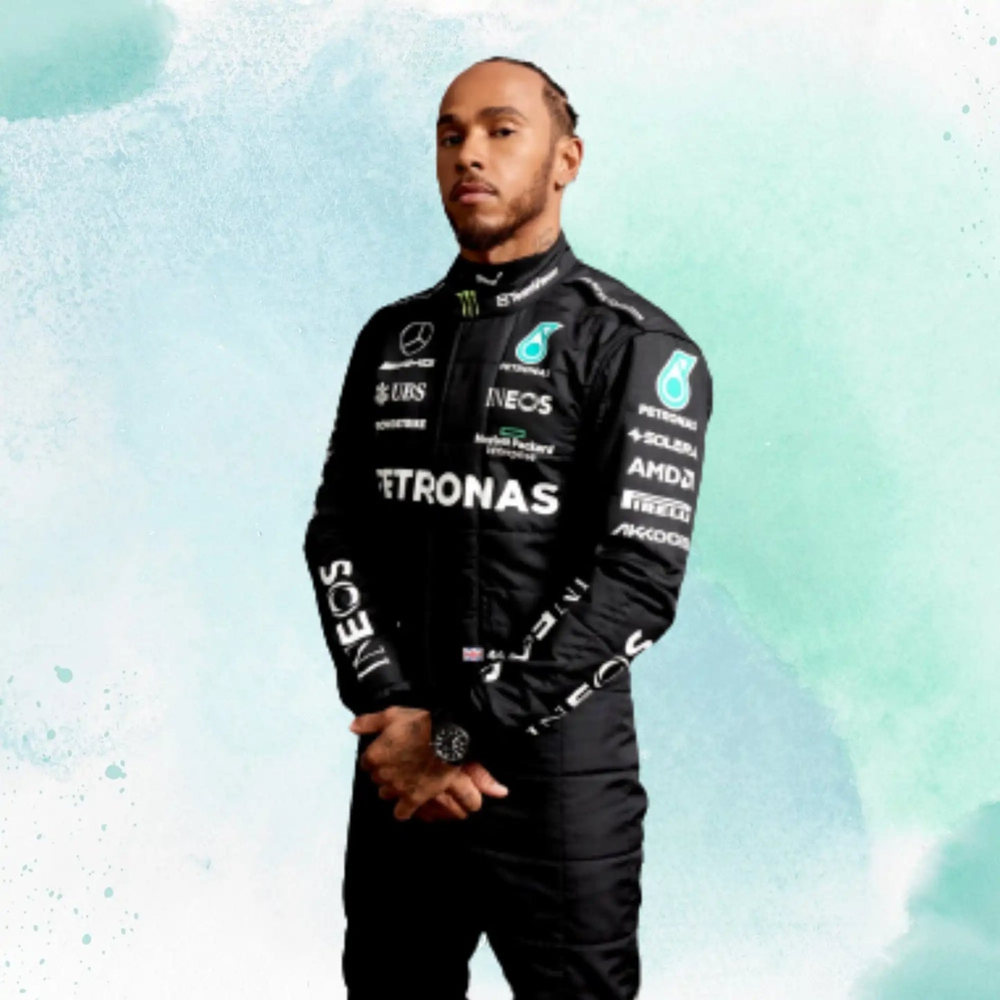 New 2023 Lewis Hamilton Mercedes-AMG Petronas F1 Team Replica Race Suit