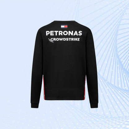 New 2023 F1 Mercedes AMG Petronas Team Long Sleeved Drive T-Shirt - Black