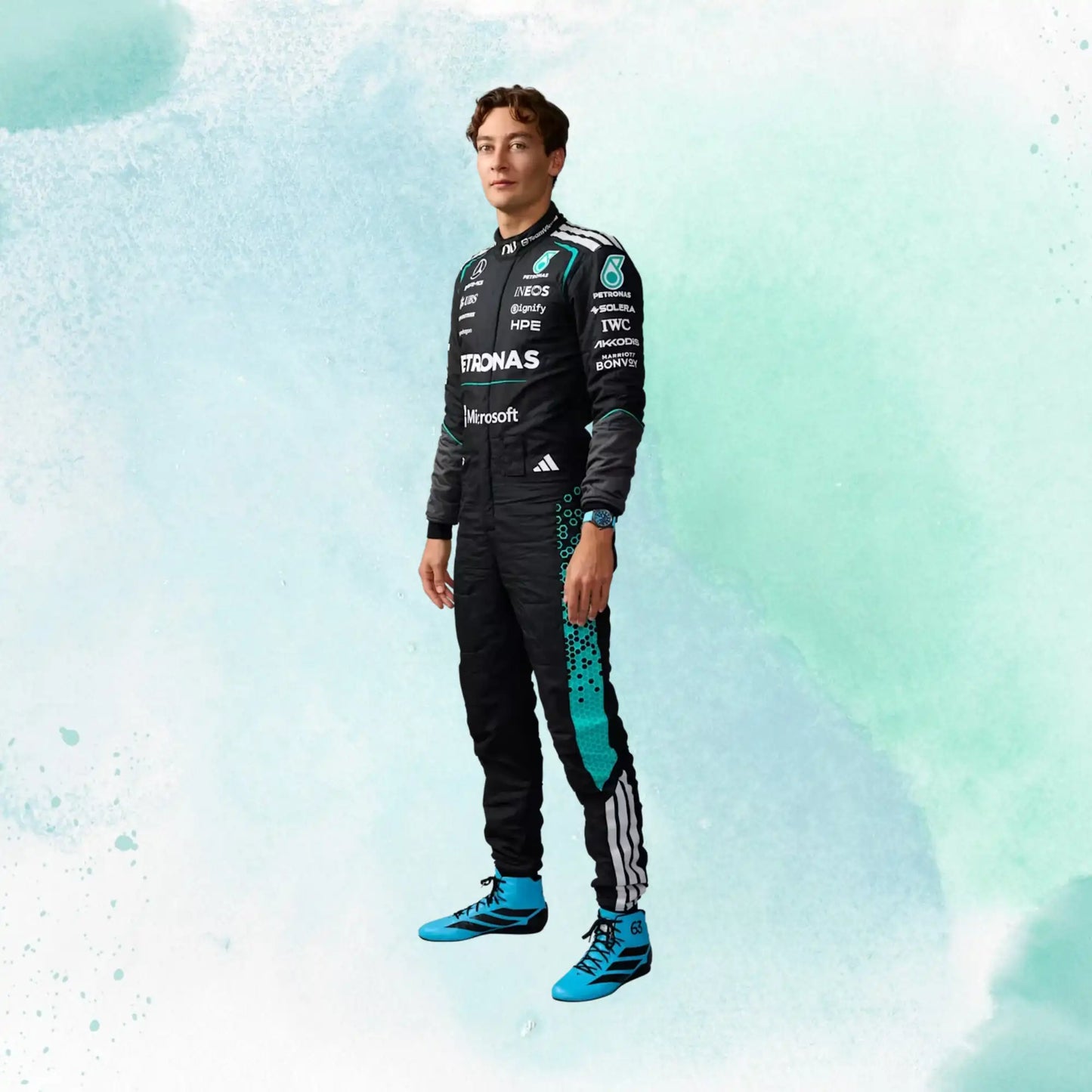 New 2026 George Russell Formula One Mercedes AMG F1 Team Replica Racing Suit