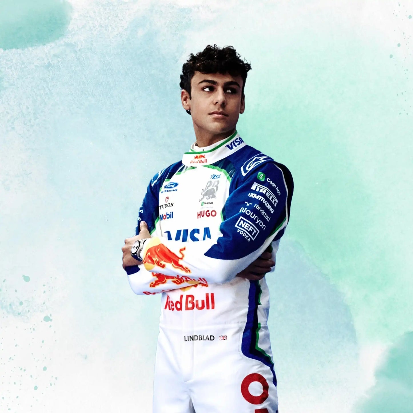 New 2026 Arvid Lindblad Racing Bulls F1 Team Visa Cash App RB Formula One Team Replica Racing Suit