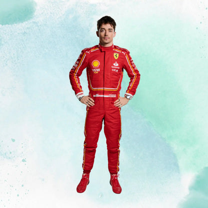 New Charles Leclerc 2024 Scuderia Ferrari F1 Team Replica Racing Suit