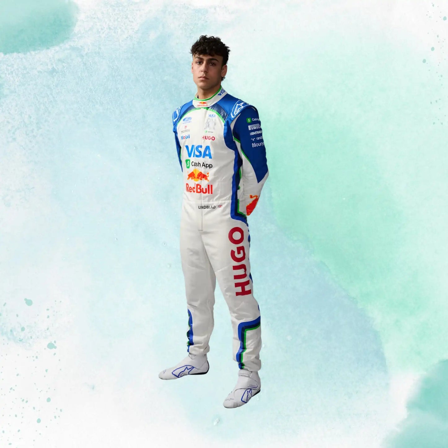 New 2026 Arvid Lindblad Racing Bulls F1 Team Visa Cash App RB Formula One Team Replica Racing Suit