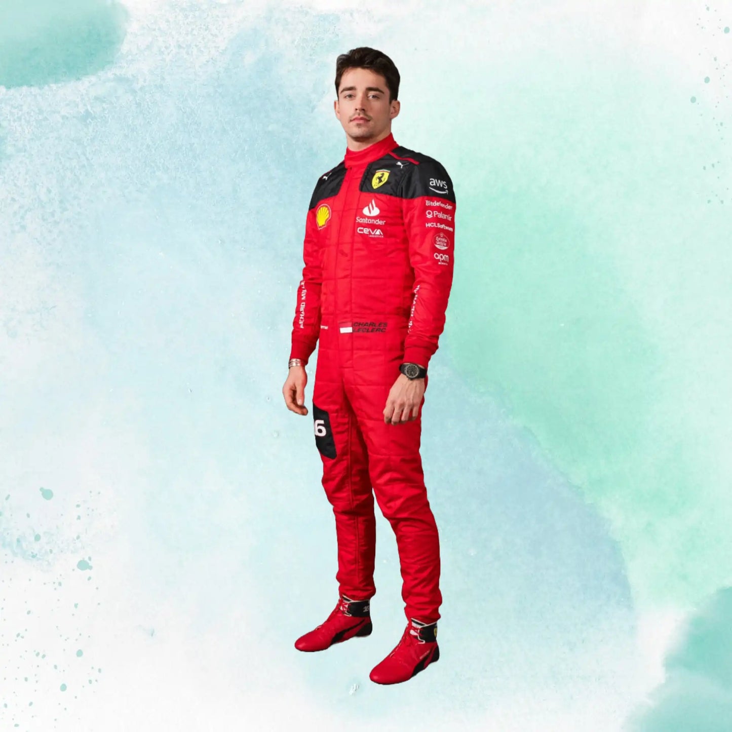 New 2023 Charles Leclerc Formula 1 Team Ferrar Replica Racing Suit