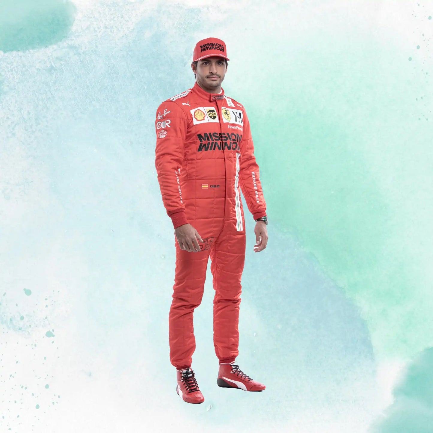 2021 Carlos Sainz Jr Misson Winnow F1 Replica Racing Suit Scuderia Ferrari