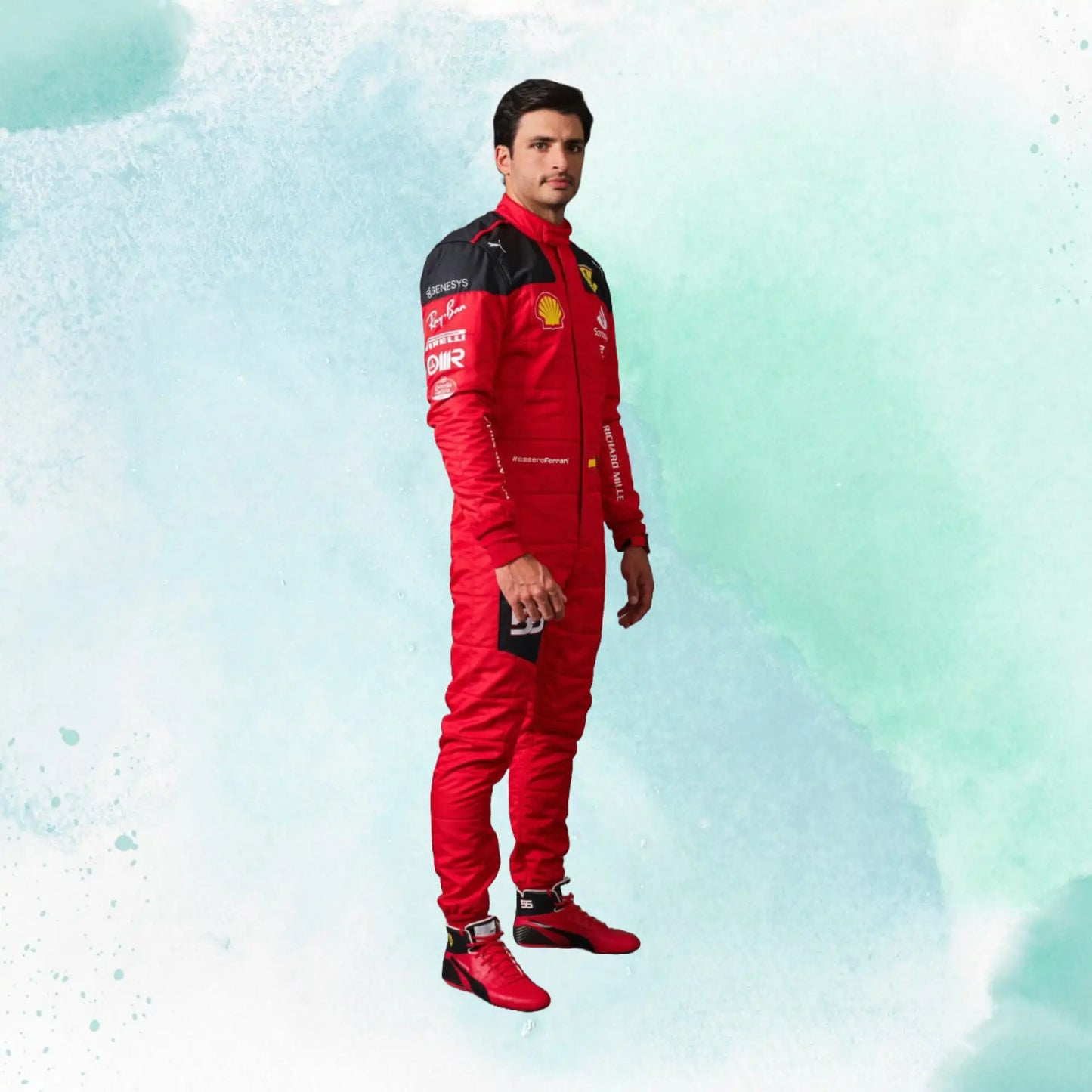 2023 New Carlos Sainz Jr  Race Scuderia Ferrari F1 Replica Racing Suit